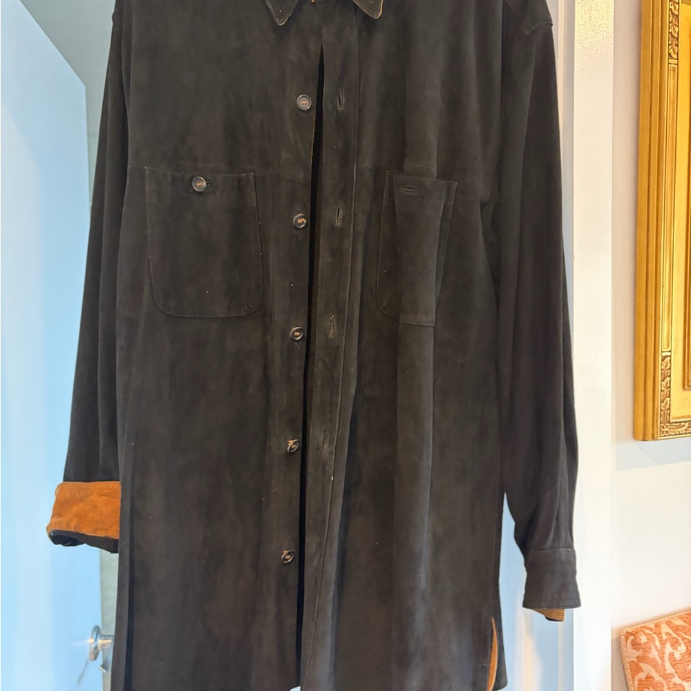 Luciano Barbera Black and Brown Shirt Jacket